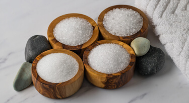Ultra Epsom® premium epsom salt in wood bowls