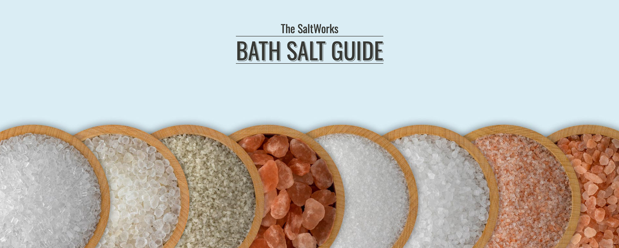 Bath Salt Guide text with bowls of assorted bath salt underneath
