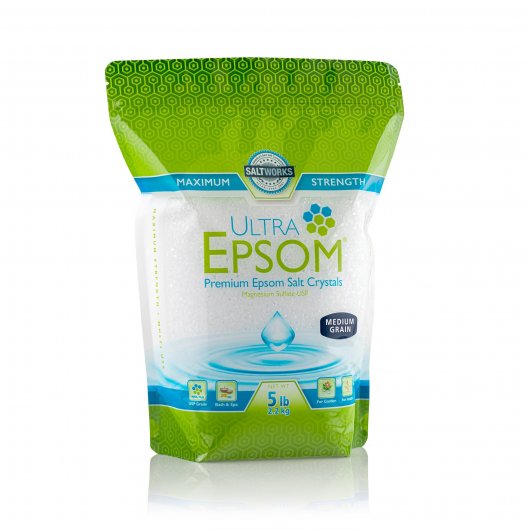 Medium grain USP Grade Epsom Salt by Ultra Epsom in a 5 lb bag