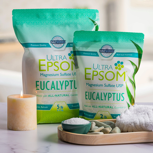SaltWorks Ultra Epsom Premium Eucalyptus Epsom Salt Bags