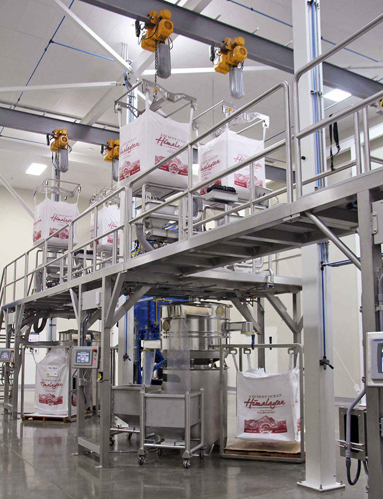 Salt processing machines in factory