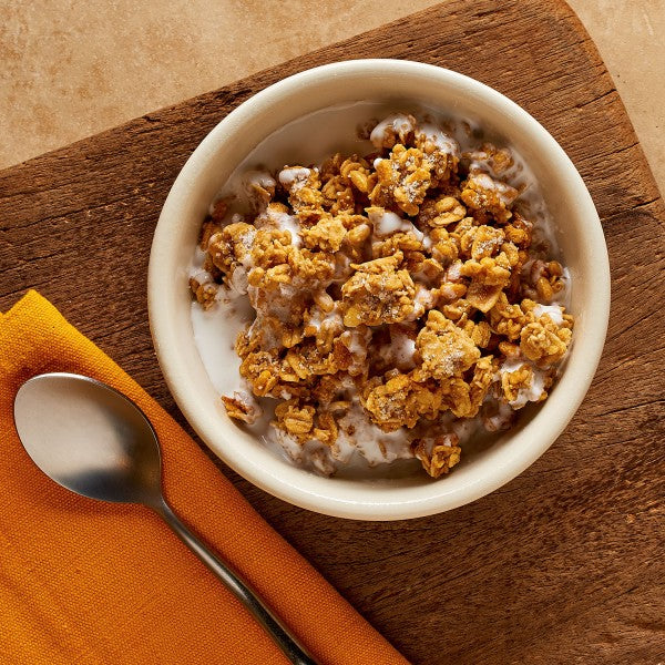 Peanut butter granola in a white plate