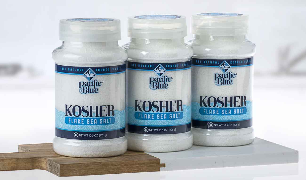 Pacific Blue Kosher Flake sea salt jars