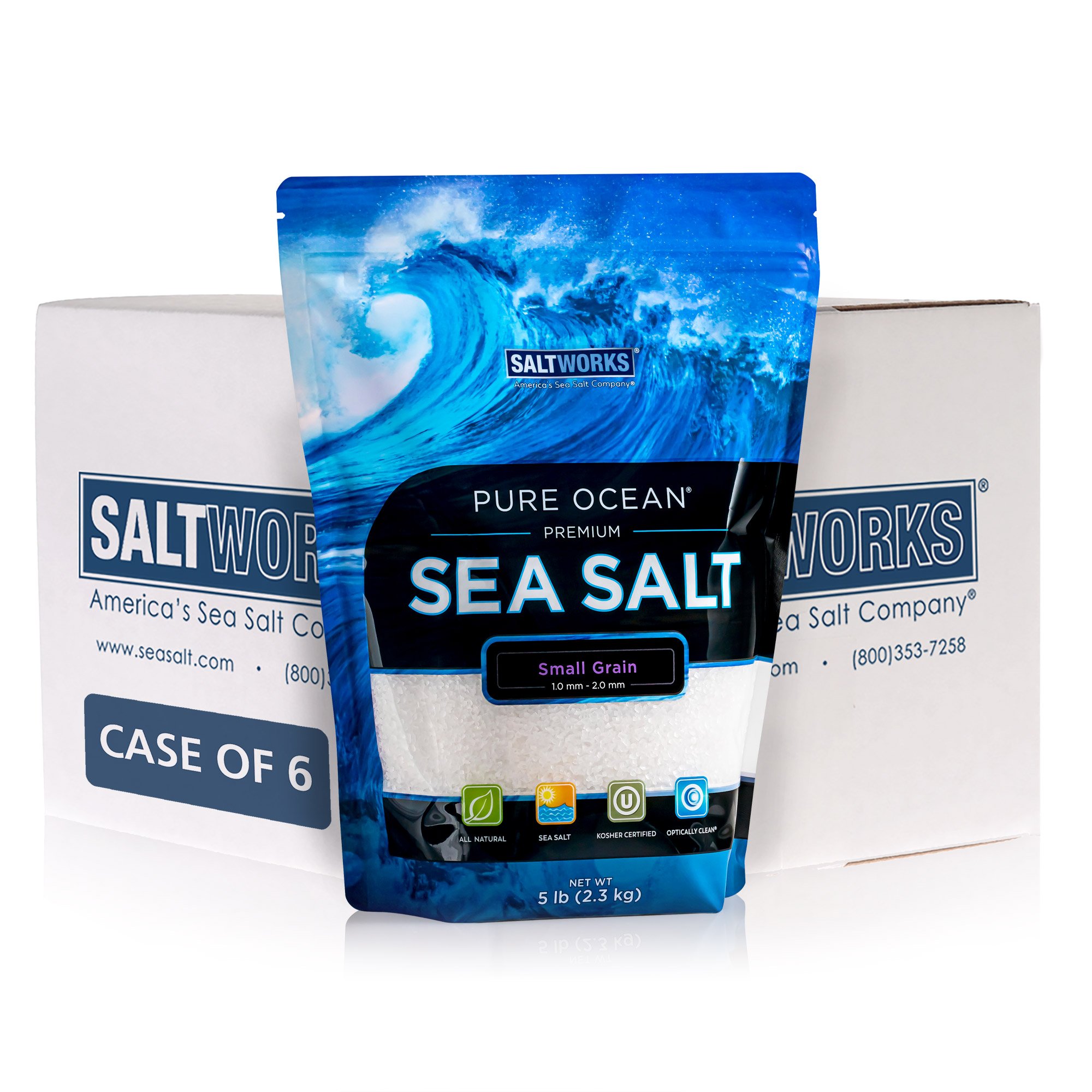 Pure Ocean Bath Salt Bulk (Small Grain) 5 lb Bag (Case of 6) SaltWorks®