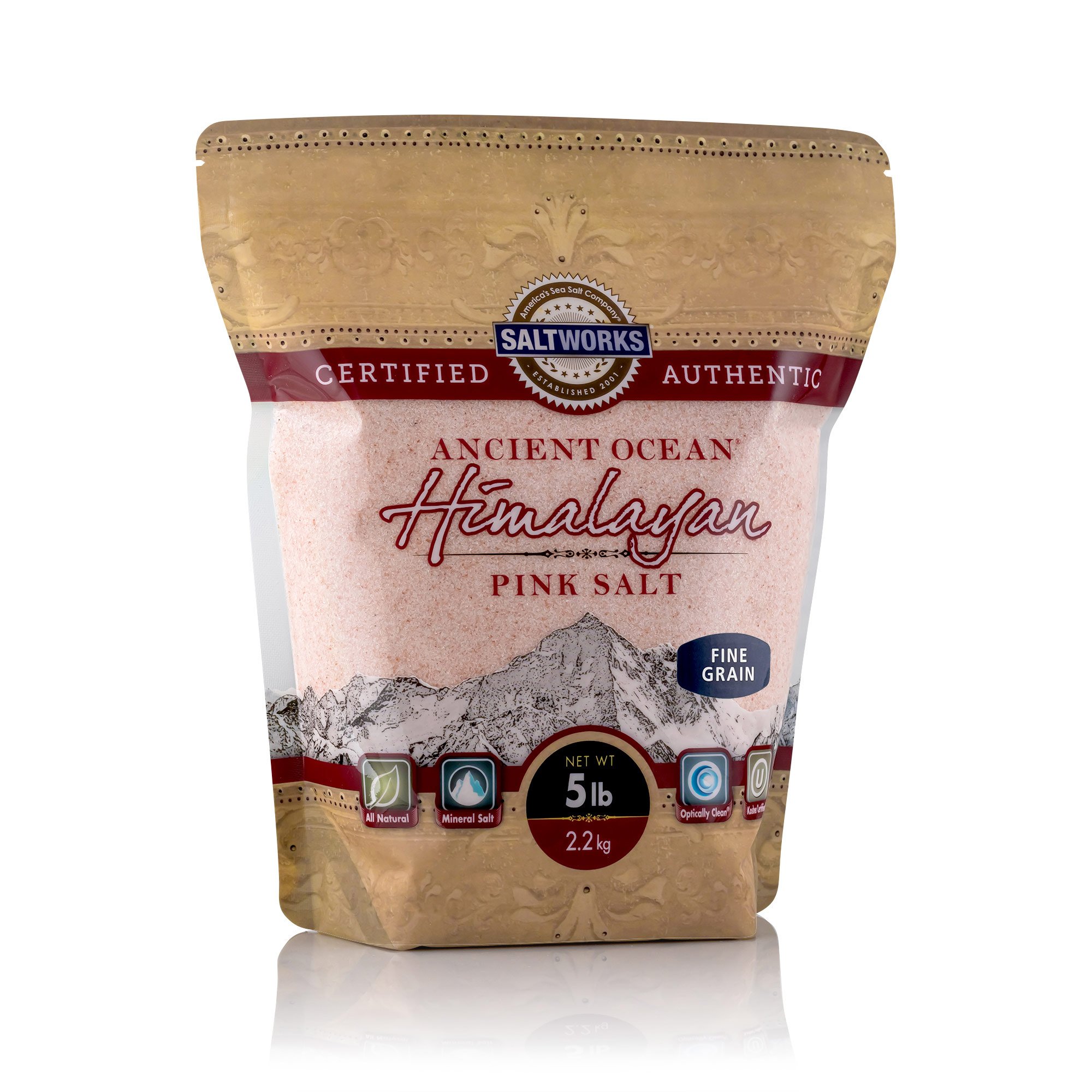 Ancient Ocean® Himalayan Pink Salt Bulk (Fine Grain) 5 lb Bag